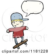 Cartoon Of A Boy Skateboarding Speaking Royalty Free Vector Illustration by lineartestpilot