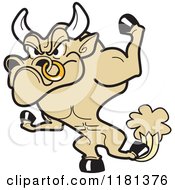 Cartoon Of A Angry Bull Mascot Royalty Free Vector Clipart by Andy Nortnik