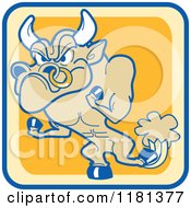 Poster, Art Print Of Angry Bull Mascot Holding Up Fist Hooves