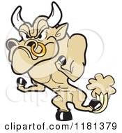 Angry Bull Mascot Holding Up Fist Hooves