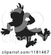 Clipart Of A Silhouetted Swimmer Boy Plugging His Nose And Jumping Royalty Free Vector Illustration by Johnny Sajem