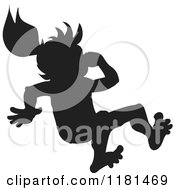Clipart Of A Silhouetted Swimmer Girl Plugging Her Nose And Jumping Royalty Free Vector Illustration