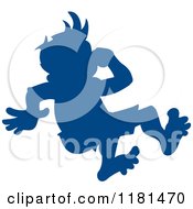 Poster, Art Print Of Silhouetted Blue Swimmer Boy Plugging His Nose And Jumping