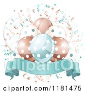 Poster, Art Print Of Banner Under Blue Brown And White Party Balloons And Confetti