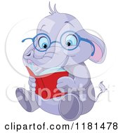 Poster, Art Print Of Cute Elephant Wearing Glasses And Reading