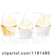 Three Vanilla Cupcakes
