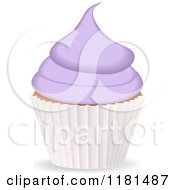 Clipart Of A Purple Cupcake In A White Cup Royalty Free Vector Illustration