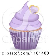 Poster, Art Print Of Purple Cupcake With A Heart