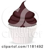 Clipart Of A Chocolate Cupcake In A White Cup Royalty Free Vector Illustration