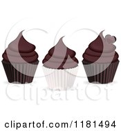 Poster, Art Print Of Three Chocolate Cupcakes