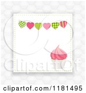 Poster, Art Print Of Pink Cupcake And Heart Banner With Copyspace Over Hexagons