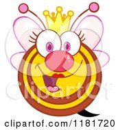 Poster, Art Print Of Happy Queen Bee With Pink Wings And A Crown