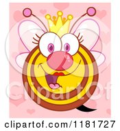 Happy Queen Bee Over Pink With Hearts