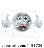 Cartoon Of A Happy Moon Man Holding Two Thumbs Up Royalty Free Vector Clipart by AtStockIllustration