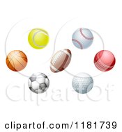 Poster, Art Print Of Golf Cricket Soccer Football Baseball Basketball And Tennis Balls