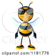 Clipart Of A 3d Bee Mascot Wearing Sunglasses Royalty Free CGI Illustration