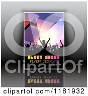 Clipart Of A Party Night Flyer Design With Dancers And Sample Text On Gray Royalty Free Vector Illustration