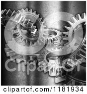 Poster, Art Print Of 3d Gears On Scratched Silver