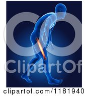 Clipart Of A 3d Xray Man With Glowing Thigh Pain Royalty Free CGI Illustration