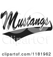 Clipart Of A Black And White Tailsweep And Mustangs Sports Team Text Royalty Free Vector Illustration