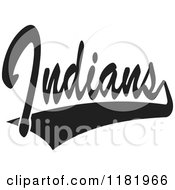 Clipart Of A Black And White Tailsweep And Indians Sports Team Text Royalty Free Vector Illustration