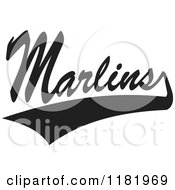 Black And White Tailsweep And Marlins Sports Team Text
