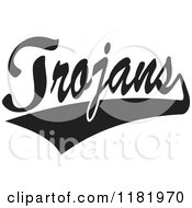 Clipart Of A Black And White Tailsweep And Trojans Sports Team Text Royalty Free Vector Illustration