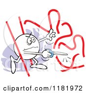 Cartoon Of A Mad Moodie Character Cutting Red Ribbon Royalty Free Vector Clipart