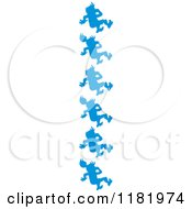 Clipart Of Blue Silhouetted Swimmer Boys And Girls Plugging Their Noses And Jumping Royalty Free Vector Illustration