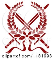 Clipart Of A Heraldic Red Laurel Wreath Over Crossed Swords Royalty Free Vector Illustration