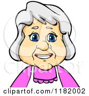 Cartoon Of A Happy Senior Woman Wearing An Apron Royalty Free Vector Clipart