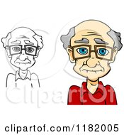 Poster, Art Print Of Grayscale And Colored Senior Caucasian Man With Glasses