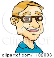 Cartoon Of A Happy Blond Man With Glasses Royalty Free Vector Clipart