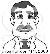 Cartoon Of A Grayscale Middle Aged Businessman Royalty Free Vector Clipart