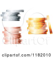 3d Bronze Silver And Gold Coin Stacks
