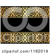 Poster, Art Print Of Black Background With Golden Floral Borders 2