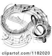 Poster, Art Print Of Wave Of Black And Gray Music Notes