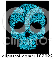 Poster, Art Print Of Blue Floral Skull On Black