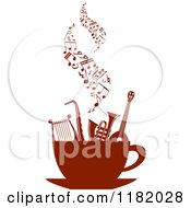 Poster, Art Print Of Music Notes Over Instruments In A Coffee Cup