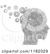 Poster, Art Print Of Head Formed Of Silver Pistons And Gears
