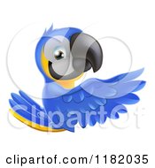 Poster, Art Print Of Happy Blue And Yellow Macaw Parrt Presenting A Sign