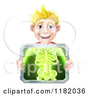 Happy Blond Man Holding An Xray Screen Over His Torso