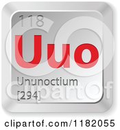 Poster, Art Print Of 3d Red And Silver Ununoctium Chemical Element Keyboard Button