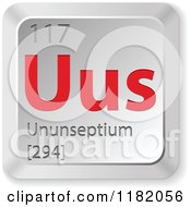 Poster, Art Print Of 3d Red And Silver Ununseptium Chemical Element Keyboard Button