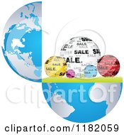 Clipart Of An Open Earth With Colorful Sale Globes Royalty Free Vector Illustration