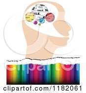 Poster, Art Print Of Profiled Head With Colorful Sale Globes Over Colors