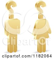 Poster, Art Print Of 3d Gold Man And Woman With Question Mark Heads