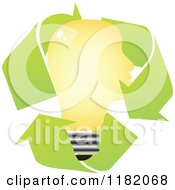 Poster, Art Print Of Yellow Light Bulb Head In Recycle Arrows