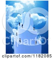 Poster, Art Print Of 3d Businessmen Climbing A Spiral Stair Tower To Heaven