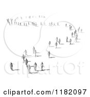 Poster, Art Print Of 3d Crowd Of People Walking In Curvy Lines